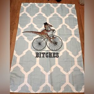 48 wide x 72 long shower curtain with Velociraptor